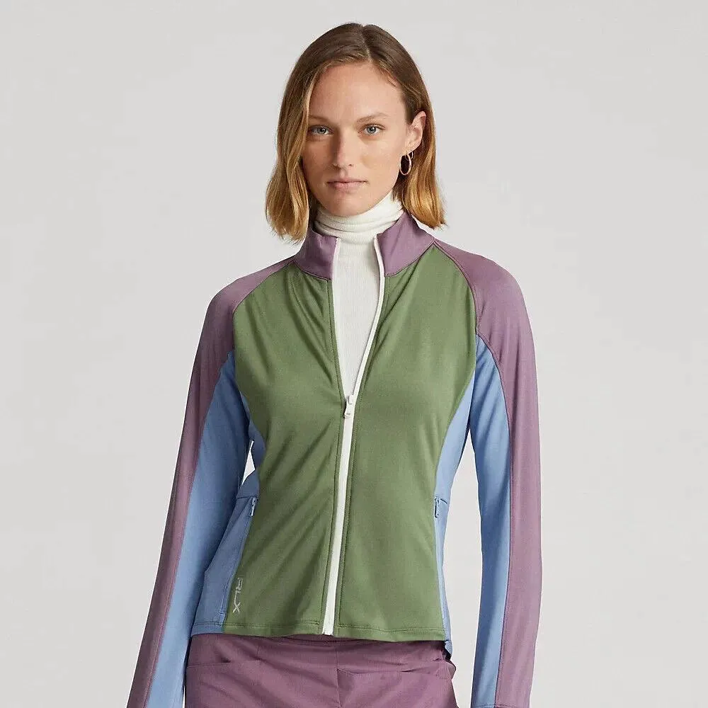 New RLX Golf Ralph Lauren Women's Color-Blocked Jersey Full-Zip Jacket Size M MSP$168