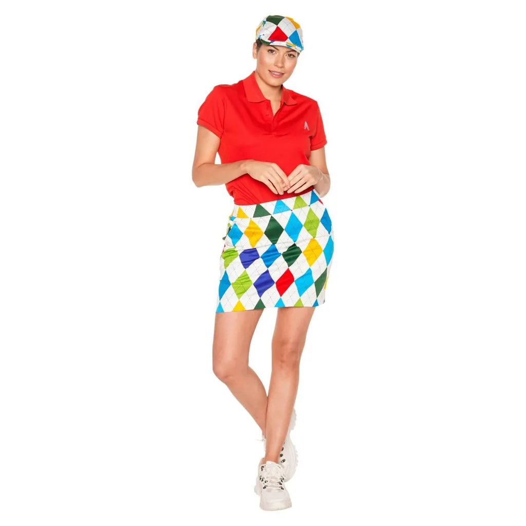 New Royal Awesome King of Diamonds Golf Skort Size 8 MSP$60