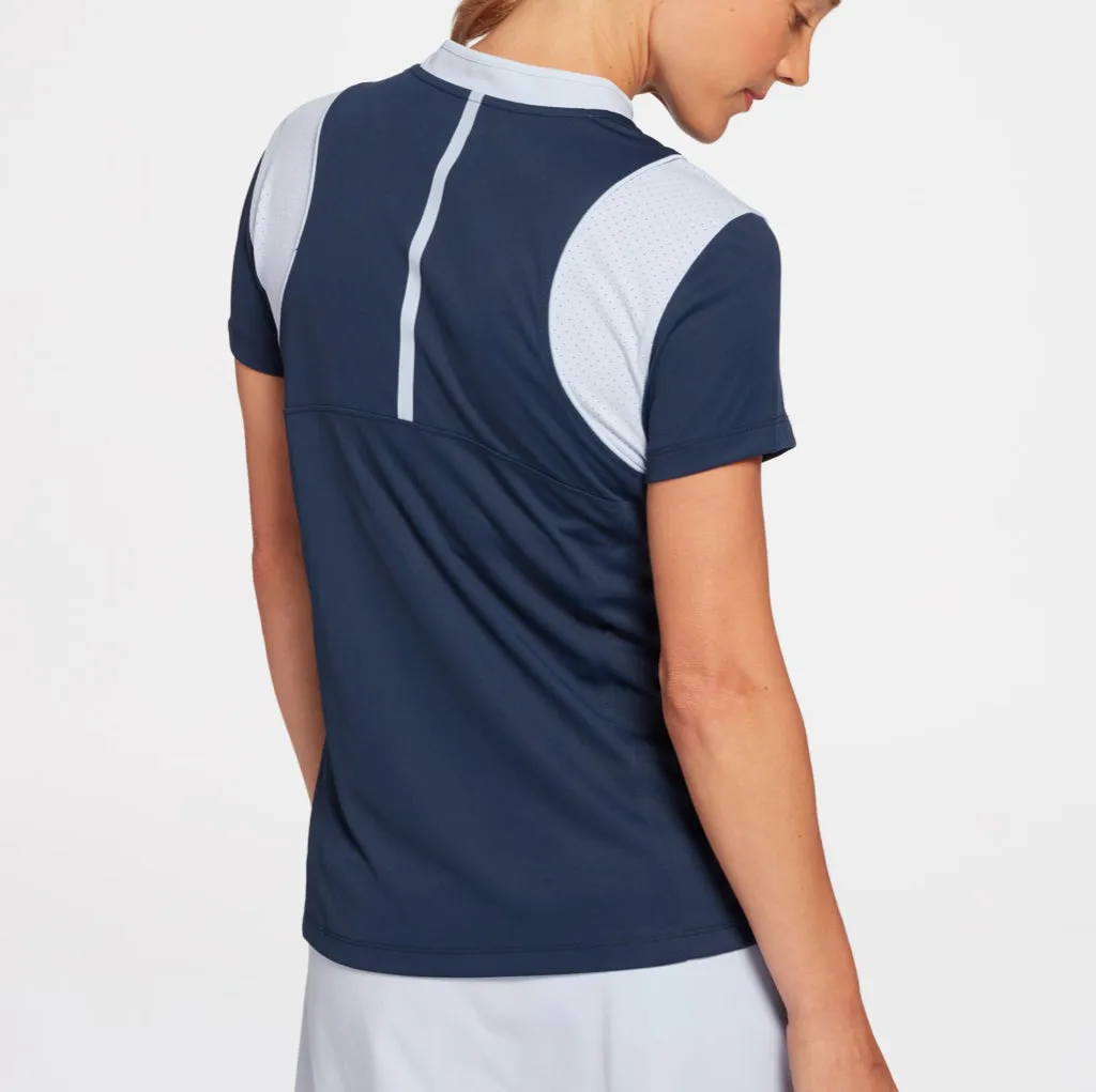 New Slazenger Perforated Polo in Navy/Perwinkle. Size XXL
