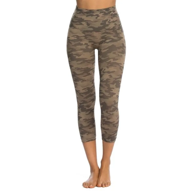 New Spanx Look at Me Now Seamless Cropped Leggings -Green Camo Size 1X MSP$72