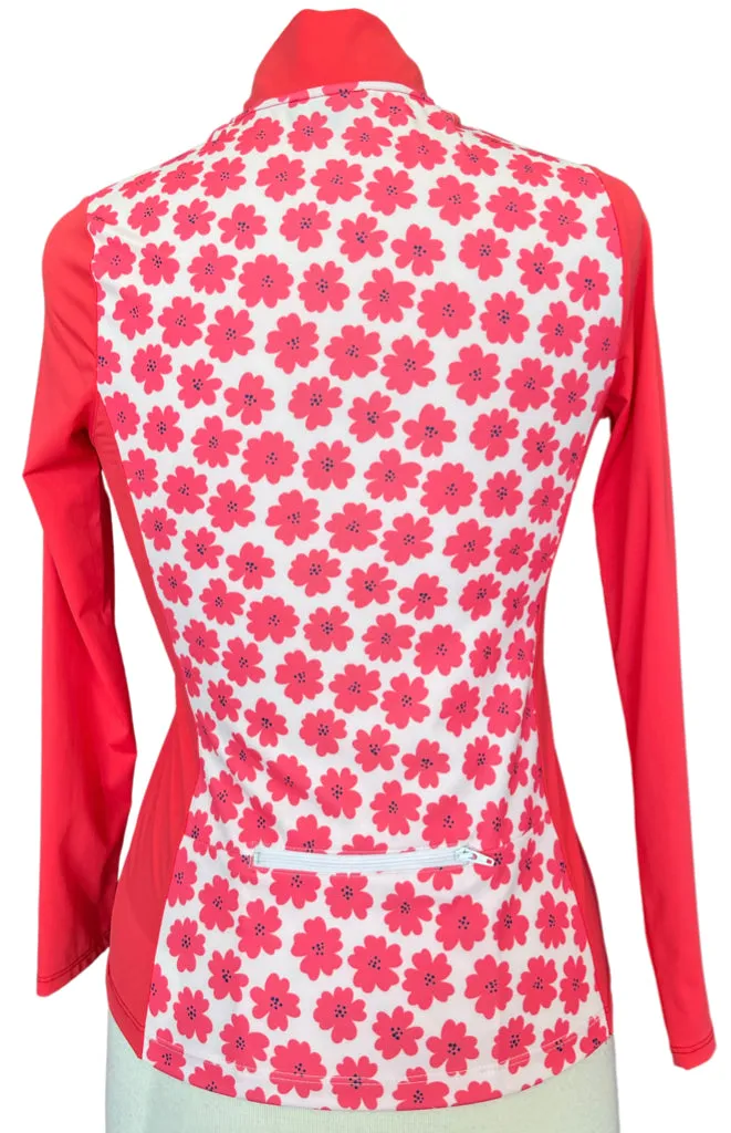 New Spitfire Petite Coral and White Floral Pullover by Amy Sport MSP $140