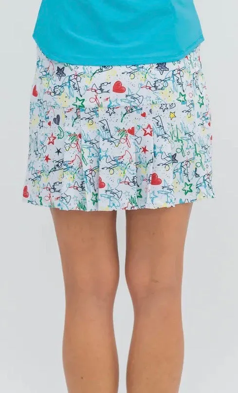 New Spitfire Petite Marissa Pleated Skort Graffiti White