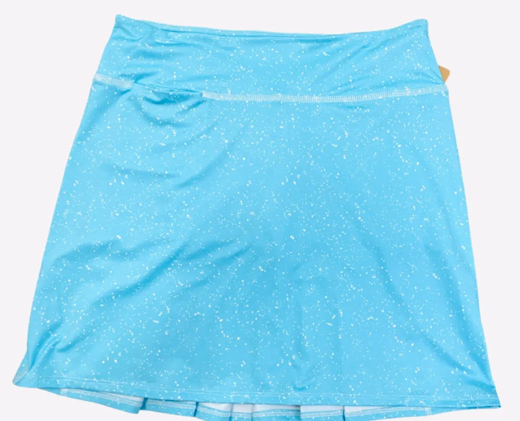 New Spitfire Petite Marissa Pleated Skort in Sky Blue with White Splatter
