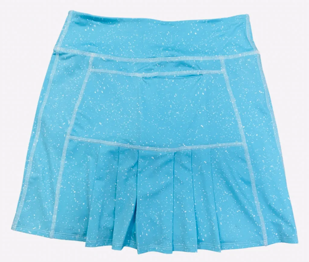 New Spitfire Petite Marissa Pleated Skort in Sky Blue with White Splatter