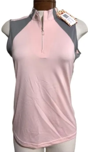 New Sport Haley Gray Pink 1/4 Zip Sleeveless Size XS MSP$75