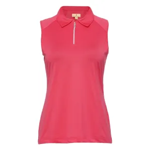 New Sport Haley Lanny Sleeveless Zip Polo in Hibiscus