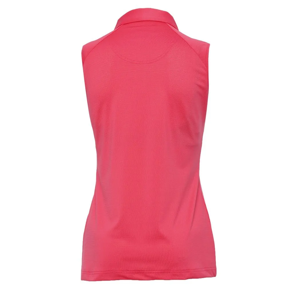 New Sport Haley Lanny Sleeveless Zip Polo in Hibiscus