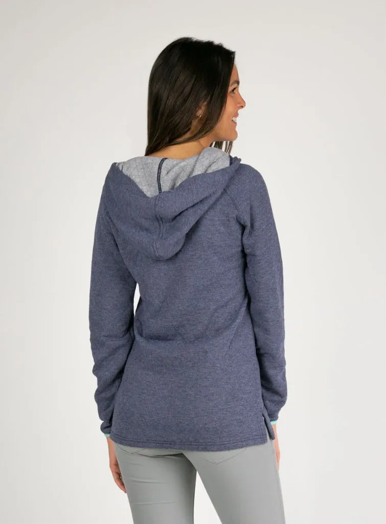 New Straight Down Quilted Cosmo Hooded - Indigo Size L MSP$126