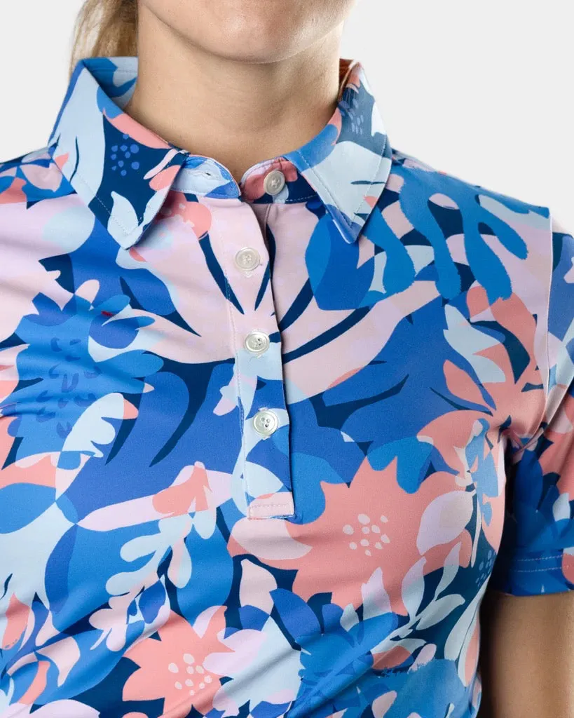 New Sunday Swagger Women's Floral Reef Short Sleeve Golf Polo