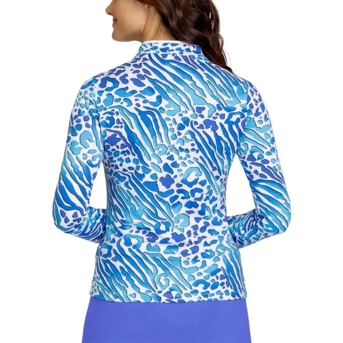 New Tail Activewear Analexa Long Sleeve Golf Top - Electric Jungle MSP$100