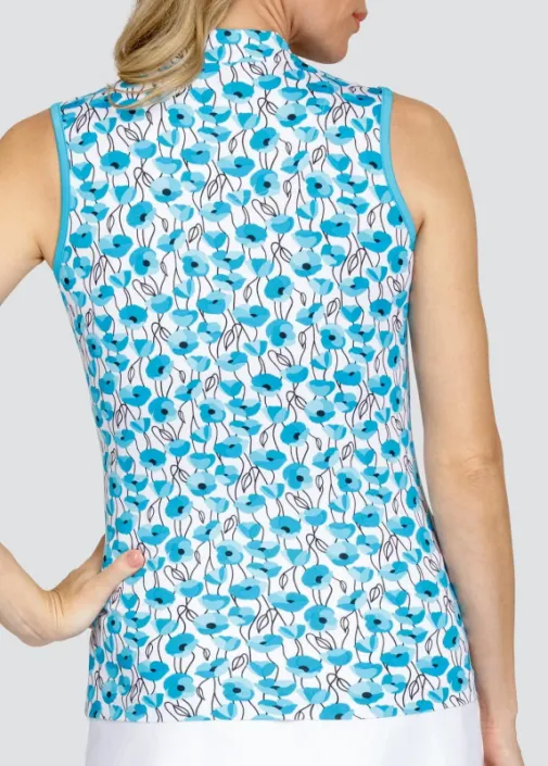 New Tail Activewear Chandrina Sleeveless Golf Top - Playful Poppies Size XXL. MSP$96