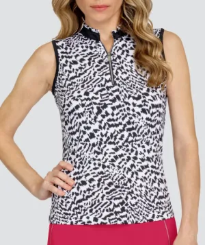 New Tail Activewear Edil Sleeveless Golf Top - Abstract Cheetah Size XXL. MSP$96