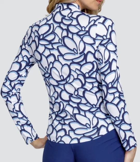 New Tail Activewear Kalinda Long Sleeve Print Sun Shirt MSP$100 Blue/White