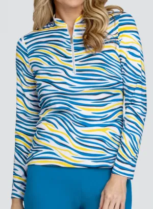 New Tail Activewear Kit Long Sleeve Print Golf Shirt - Zebra Trails MSP$100