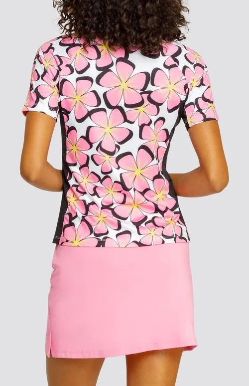 New Tail Activewear Women's Alexi Short Sleeve Golf Top - Glimmer Petals MSP$101