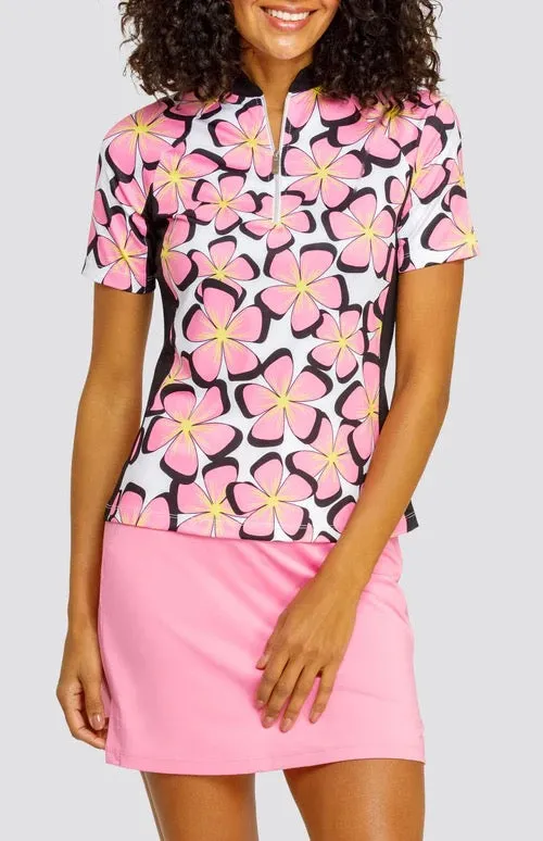 New Tail Activewear Women's Alexi Short Sleeve Golf Top - Glimmer Petals MSP$101