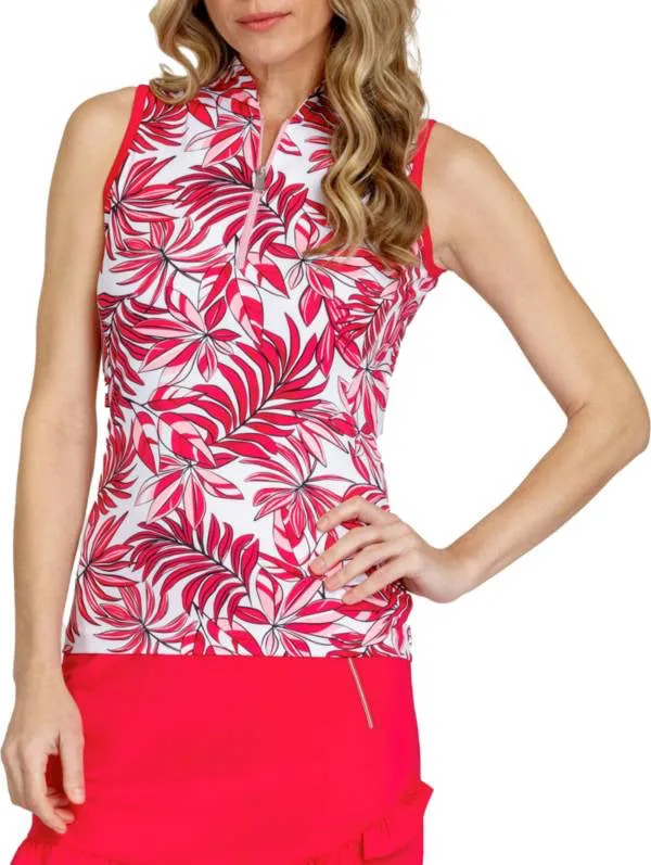 New Tail Activewear Yanira Sleeveless Golf Top - Summer Leaves Size XXL. MSP$96