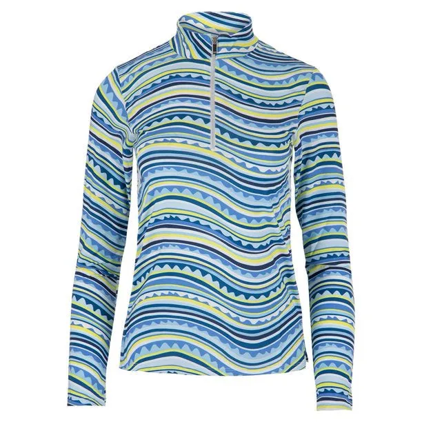New Tail Happy Long Sleeve Zip Top- Summer Waves MSP$97