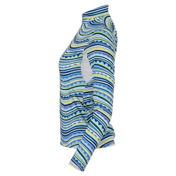 New Tail Happy Long Sleeve Zip Top- Summer Waves MSP$97