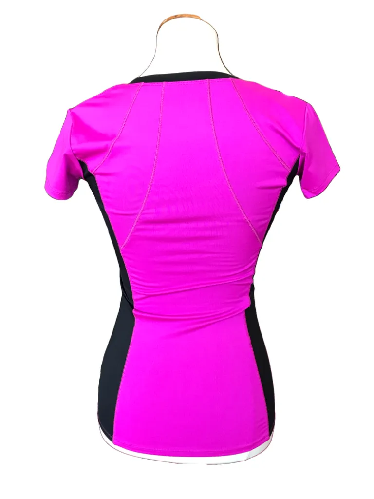 New Tail Magenta and Black Workout Yoga Top Size XS