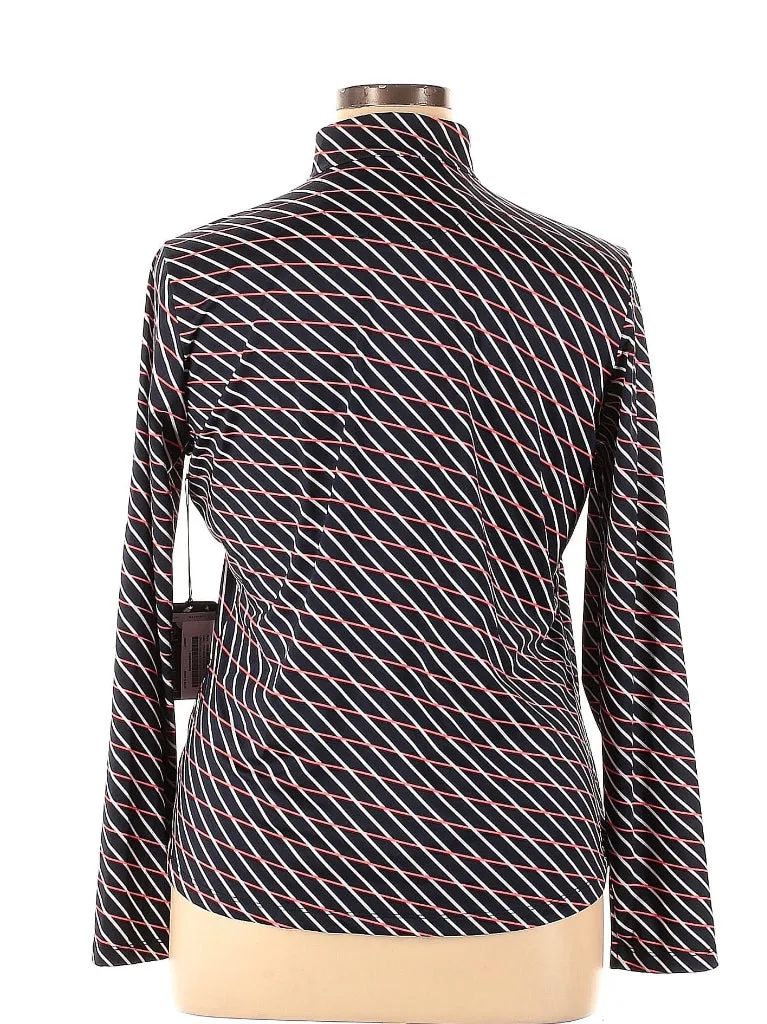 New Tail White Label Dark Navy, White & Coral Striped Golf Pullover Size XL
