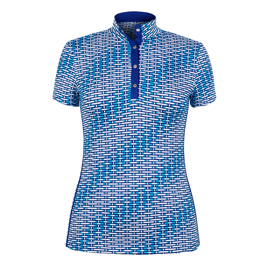 New Tail Woven Print Mock-Neck Polo Size XS MSP$83