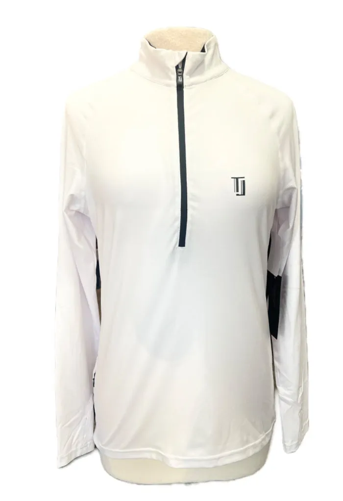 New Taylor Jordan Women's White Zip Mock Golf Pullover MSRP$100