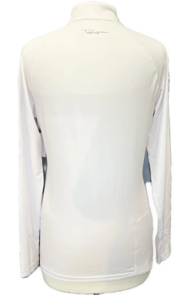 New Taylor Jordan Women's White Zip Mock Golf Pullover MSRP$100
