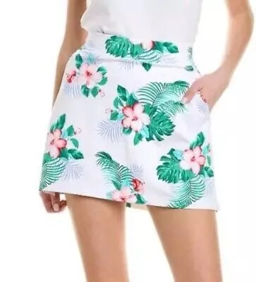 New Tommy Bahama Aubrey Island Zone White Hibiscus Golf Skort Size L MSP$118