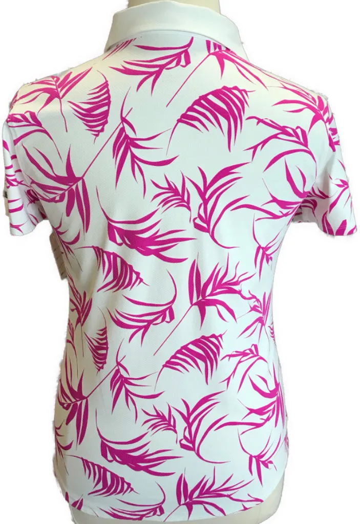 New Under Armour Iso-Chill White & Pink Palm Polo w/ Logo MSP$72