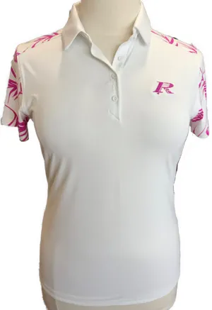 New Under Armour Iso-Chill White & Pink Palm Polo w/ Logo MSP$72