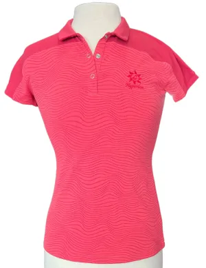 New Under Armour Pink Wave Striped Golf Polo with Logo Size XS MSP$65