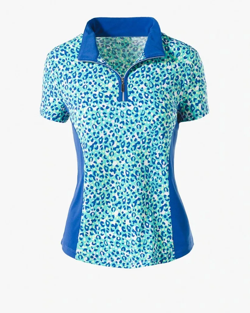 New Weekends by Chico's Vibrant Animal Zip Polo Size XL  MSP$50