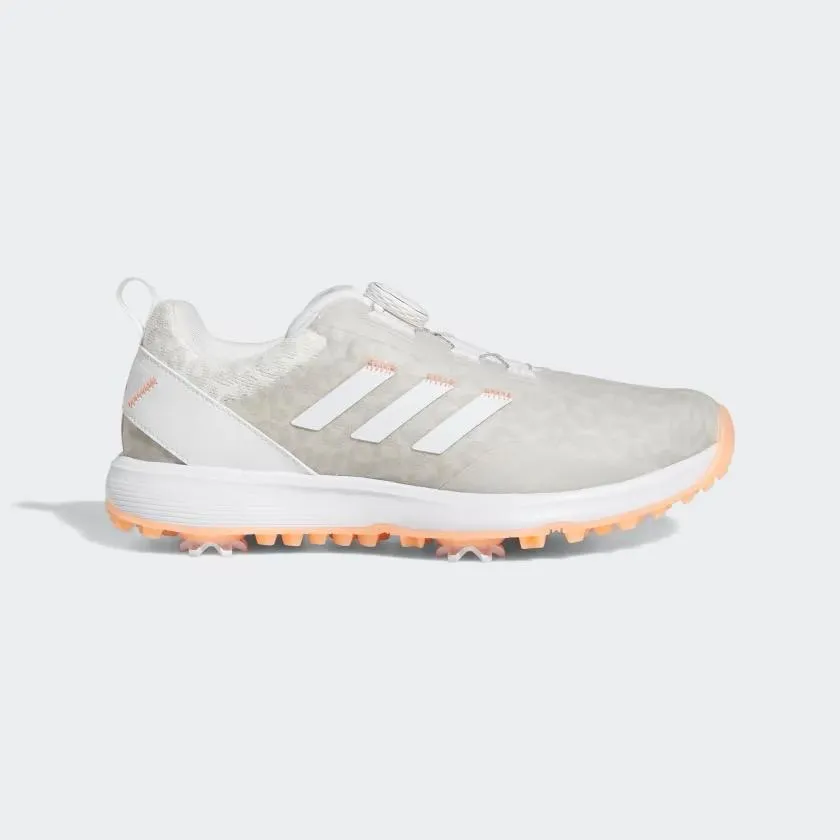 New Women's Adidas S2G BOA Spike Golf Shoes White/Coral  MSP$110