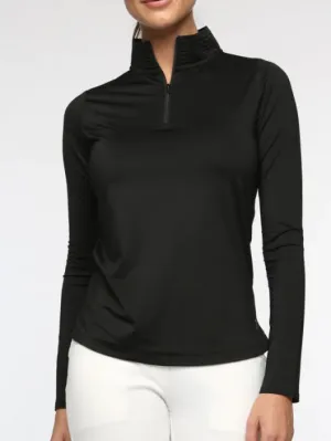 New Women's Belyn Key Black Long Sleeve Mock Golf Top MSP$138