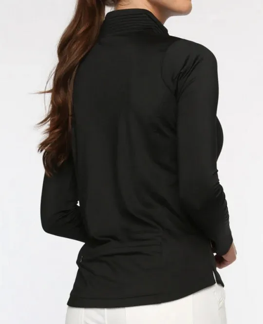 New Women's Belyn Key Black Long Sleeve Mock Golf Top MSP$138