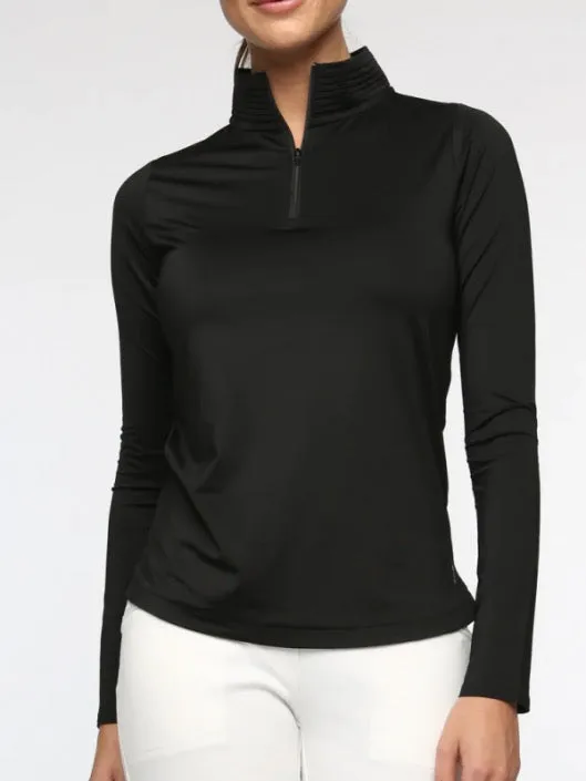 New Women's Belyn Key Black Long Sleeve Mock Golf Top MSP$138