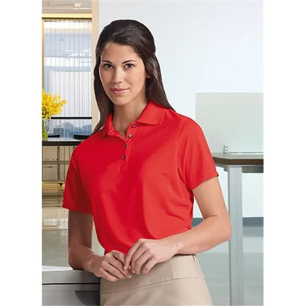 New Women's Bermuda Sands Red Textured Stripe Golf Polo Size L MSP$55