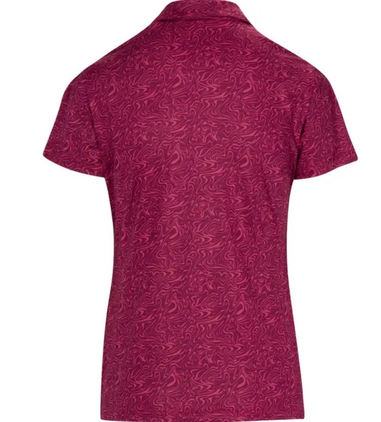 New Women's Dunning Golf Mia Zip Performance Polo - Plum Size L MSP$90