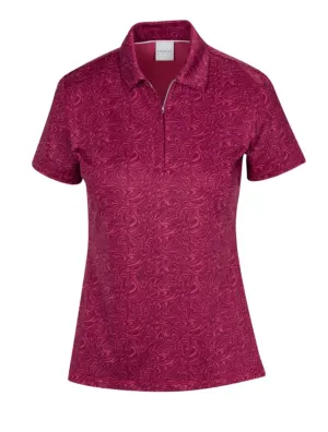 New Women's Dunning Golf Mia Zip Performance Polo - Plum Size L MSP$90