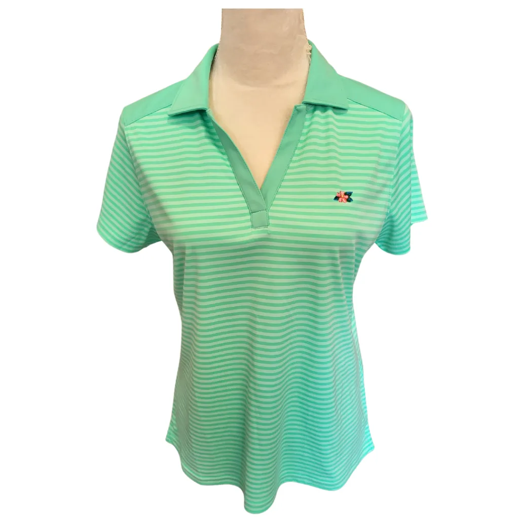 New Women's Footjoy Jade Tonal Stripe Lisle Golf Top w/ Logo Size M. MSP$78