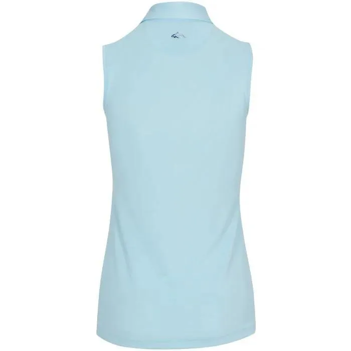 New Women's Greg Norman Sleeveless Freedom Golf Polo - Misty Blue MSP$45