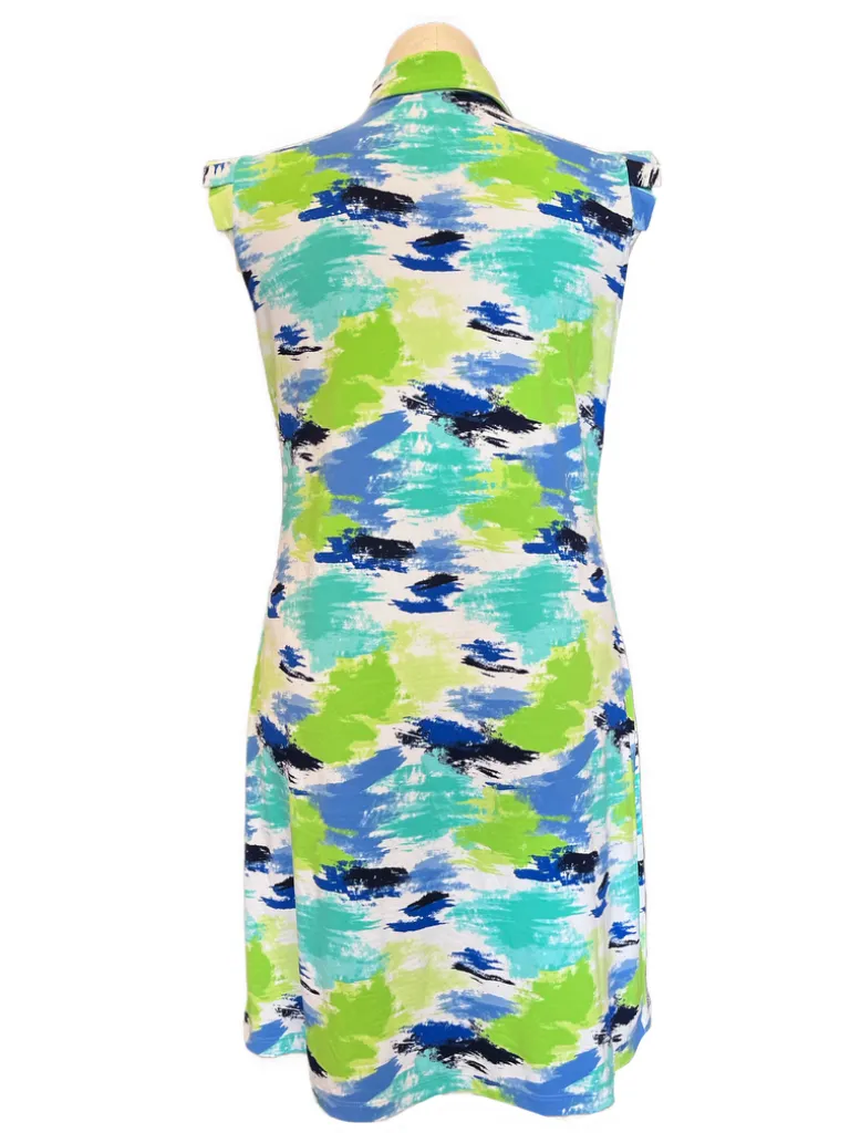 New Women's Ibkul  Matilda Print Sleeveless Golf Dress - Jade Multi Size XL MSP$124