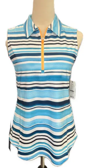 New Women's Jofit Serenity Stripe Sleeveless Golf Polo MSP$86