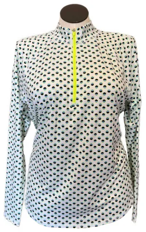 New Women's Jofit White, Blue & Yellow Print UV Golf Top Size XXL MSP$84