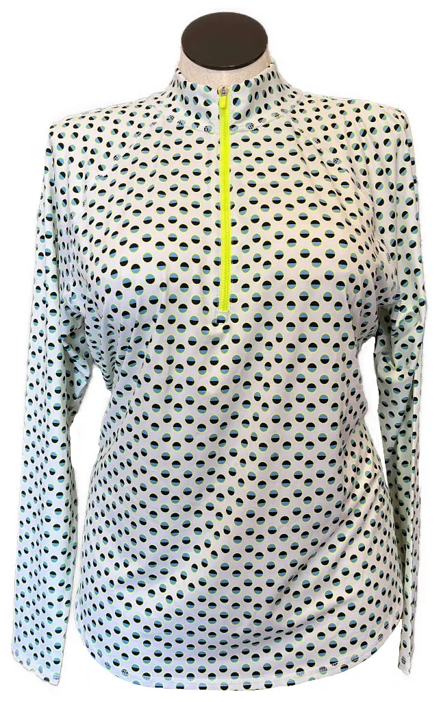New Women's Jofit White, Blue & Yellow Print UV Golf Top Size XXL MSP$84