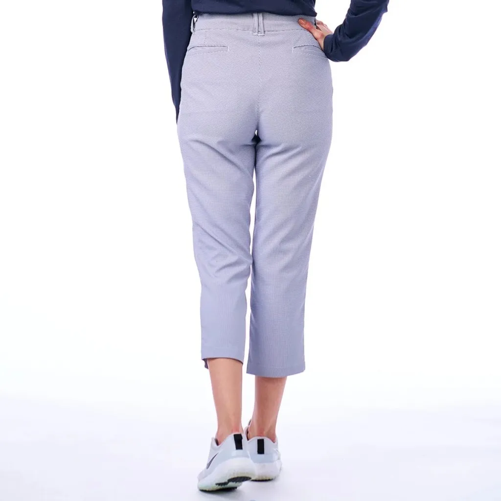 New Women's Nivo Sport Bria Golf Capris Navy Check Size 4 MSP$98