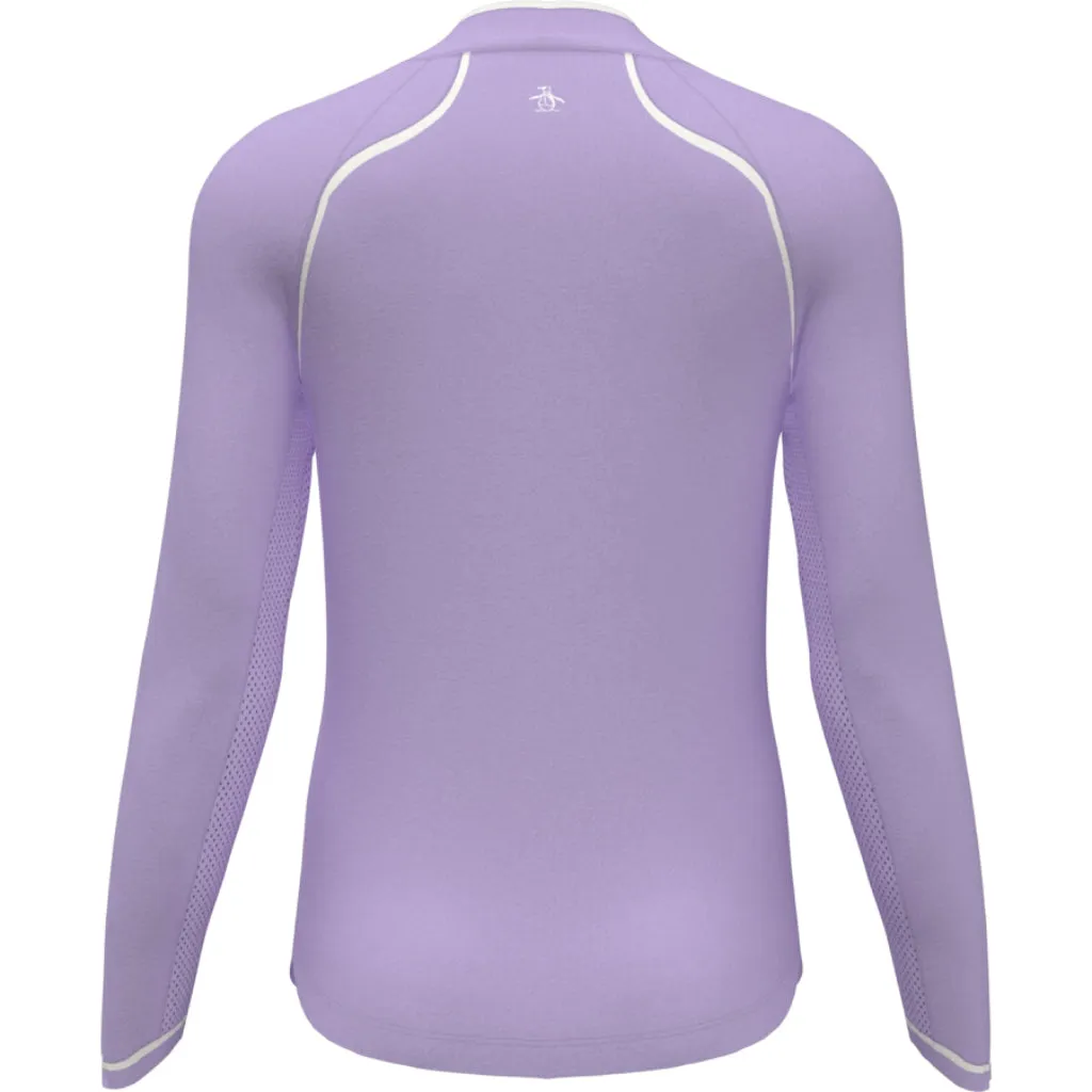 New Women's Original Penguin Long Sleeve Sun Protection Golf Top - Lavender MSP$80