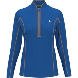 New Women's Original Penguin Midweight Textured 1/4 Zip Pullover - Nautical Blue MSP$110