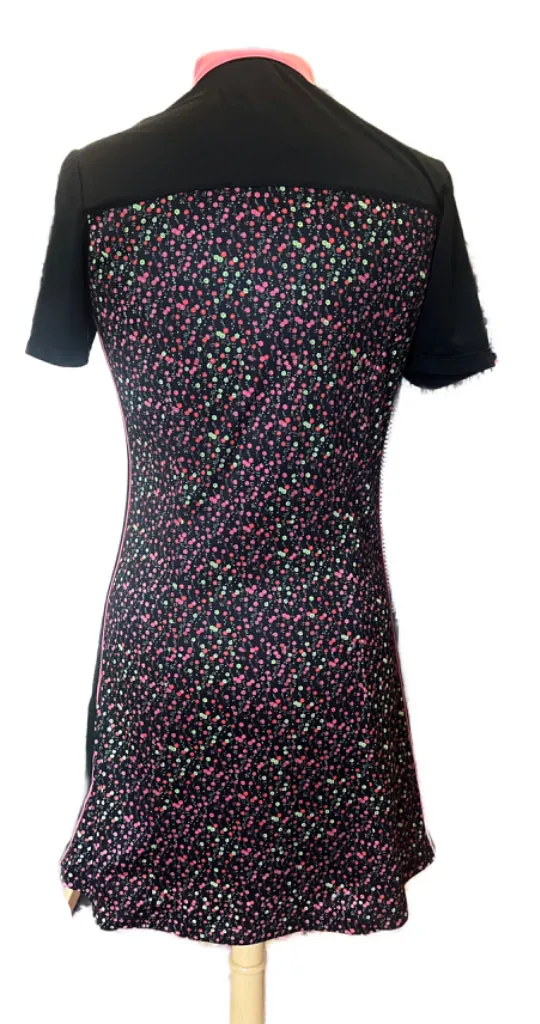 Nicklaus Black Tiny Flower Short Sleeve Golf Dress Size S